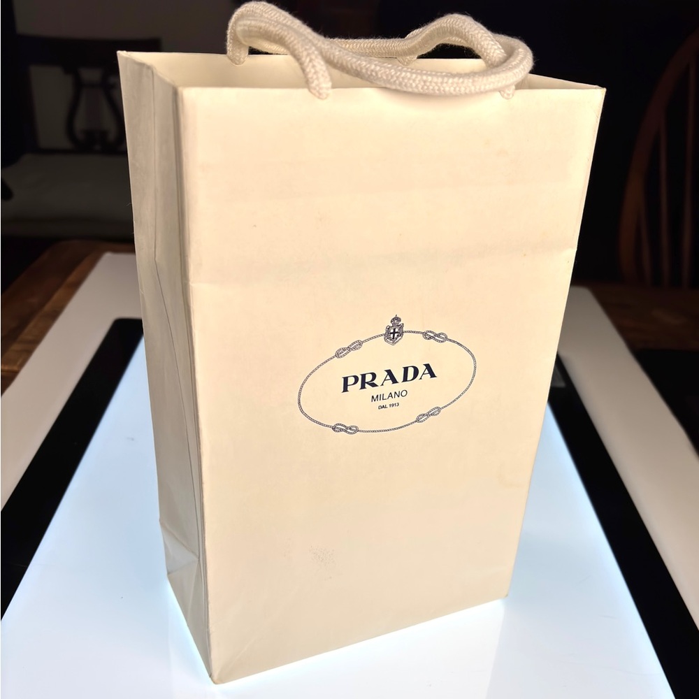 Prada White Gift Bag with Iconic Logo and Rope Handles
